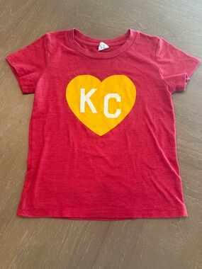 Red Kids Short-Sleeve Tee with Yellow Heart KC Graphic
